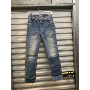 NWT MOTHER Sz 26 x 27 THE MID RISE DAZZLER ANKLE FRAY Riding The Cliffside